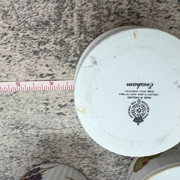 Royal Worcester Fine Porcelain Set of 6 Evesham Ramekin Dish Made in England - Picture 10 of 16